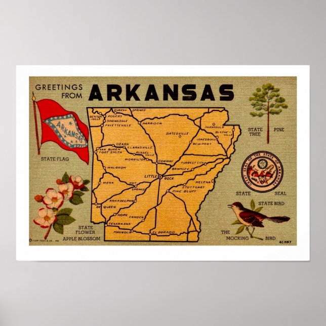 Affiche Carte de carte postale Old Arkansas Imprimer (Devant)