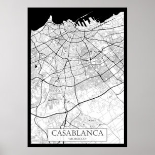 Affiche Carte de Casablanca Maroc