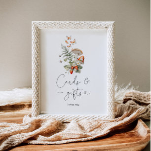 Affiche Carte de champignons et signe cadeau de la chute d