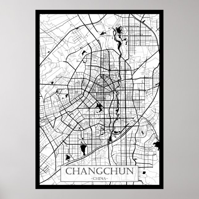 Affiche Carte de Changchun Chine (Devant)