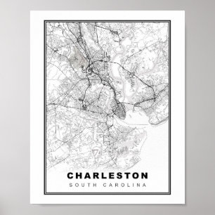 Affiche Carte de Charleston