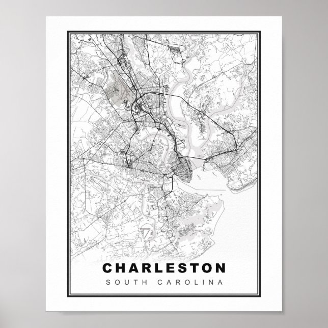 Affiche Carte de Charleston (Devant)