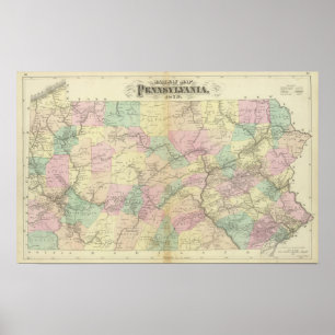 Affiche Carte de chemin de fer de Penn