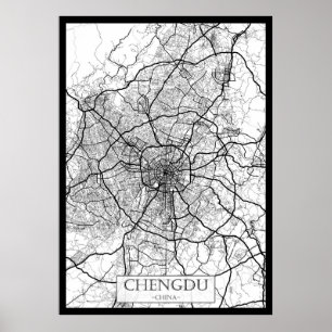 Affiche Carte de Chengdu Chine