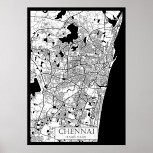 Affiche Carte de Chennai Tamil Nadu