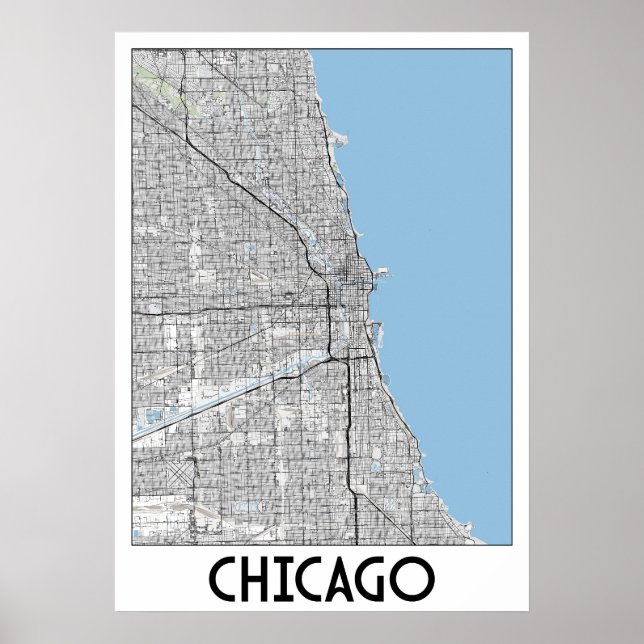 Affiche Carte de Chicago (Devant)