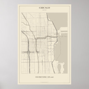 Affiche Carte de Chicago personnalisée