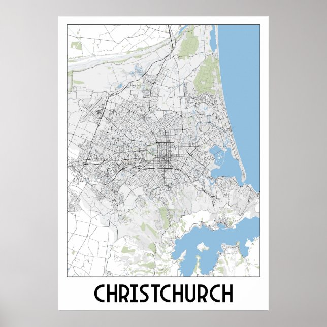 Affiche Carte de Christchurch (Devant)
