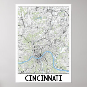 Affiche Carte de Cincinnati