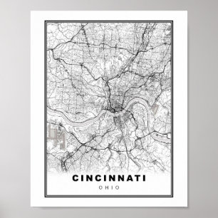 Affiche Carte de Cincinnati