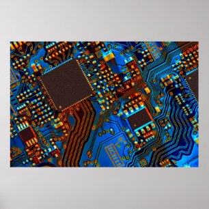 Affiche Carte de circuit électronique fermer. arrière - pl