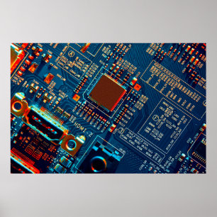 Affiche Carte de circuit électronique fermer. électronique