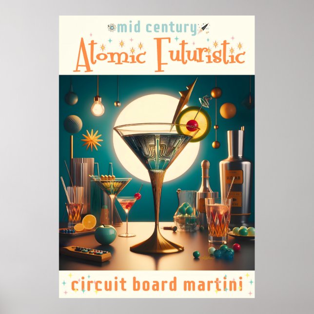 Affiche Carte de circuit futuriste atomique Martini (Devant)