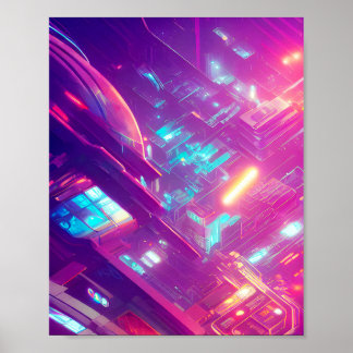 Affiche Carte de circuit technologique futuriste