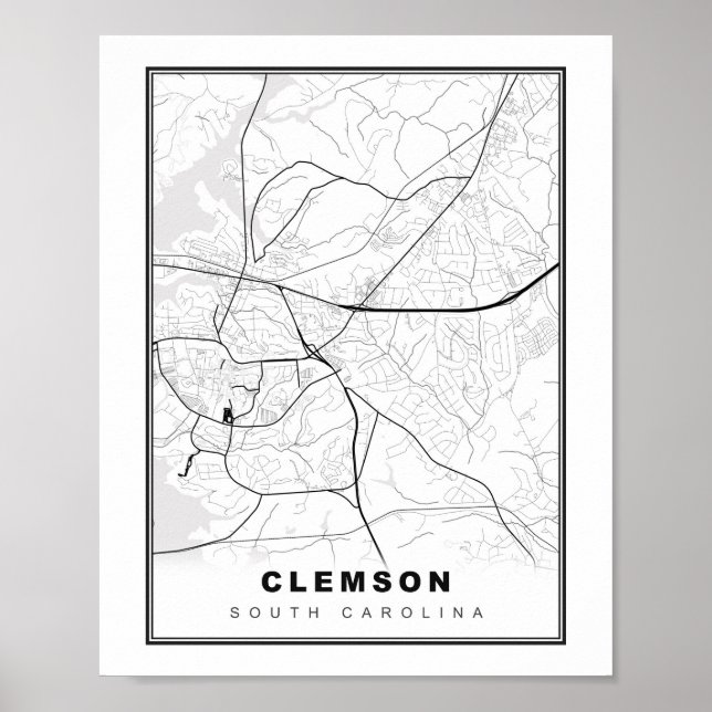 Affiche Carte de Clemson (Devant)