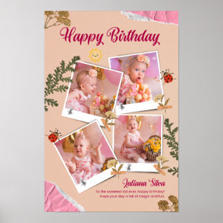 Affiche Carte de collage de photos d'anniversaire personna