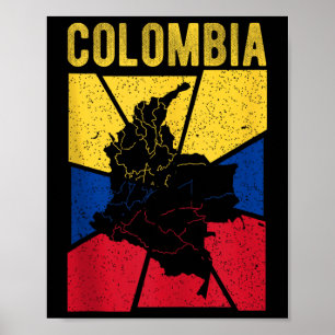 Affiche Carte de Colombie Drapeau Patriote national expatr