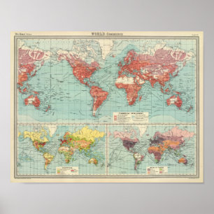 Affiche Carte de commerce du monde