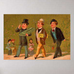 Affiche Carte de commerce victorienne Little Beauties ciga