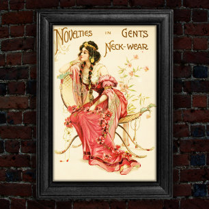 Affiche Carte de commerce vintage 1904 pour les nouveautés