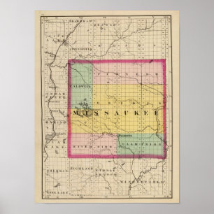 Affiche Carte de comté de Missaukee, Michigan