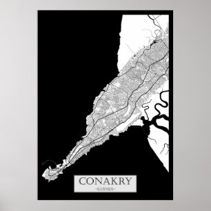 Affiche Carte de Conakry Guinée
