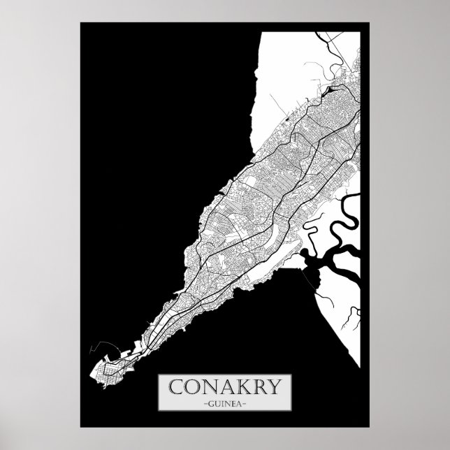 Affiche Carte de Conakry Guinée (Devant)