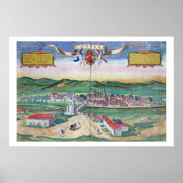 Affiche Carte de Cordoue, de Civitates Orbis Terrarum par (Devant)
