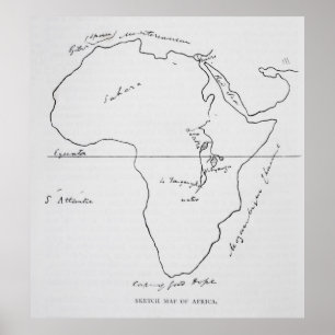 Affiche Carte de croquis de l'Afrique