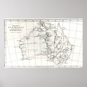 Affiche Carte de croquis de l'Australie