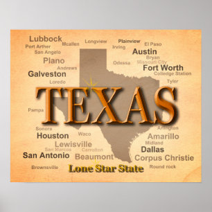 Affiche Carte de cru du Texas