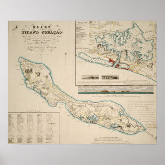 Affiche Carte de Curaçao 1836
