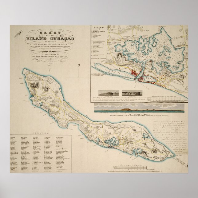 Affiche Carte de Curaçao 1836 (Devant)