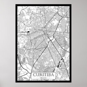 Affiche Carte de Curitiba Brésil