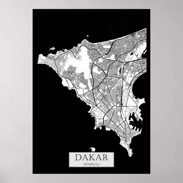 Affiche Carte de Dakar Sénégal (Devant)