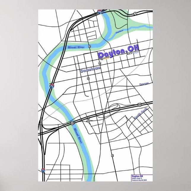 Affiche Carte de Dayton OH (Devant)