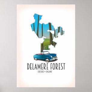 Affiche Carte de Delamere Forest Cheshire Angleterre