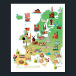 Affiche Carte de dessin animé Europe<br><div class="desc">Ce dessin présente une carte de dessin animé de l'Europe.</div>