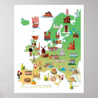 Carte de dessin animé Europe