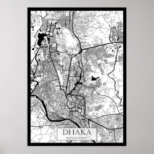 Affiche Carte de Dhaka Bangladesh