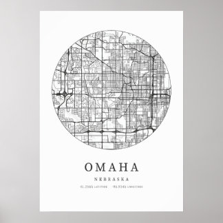Affiche Carte de disposition de la rue Omaha Nebraska