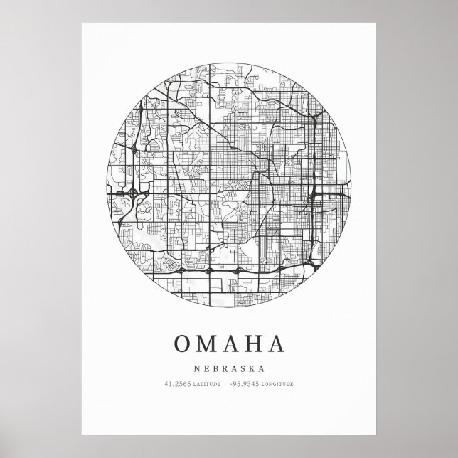 Affiche Carte de disposition de la rue Omaha Nebraska (Devant)