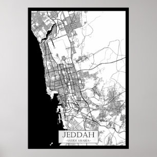 Affiche Carte de Djedda Arabie Saoudite