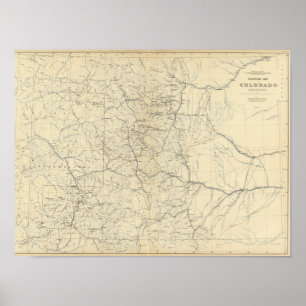 Affiche Carte de drainage du Colorado