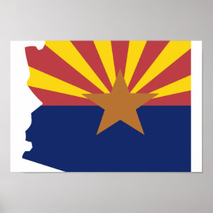 Affiche Carte de drapeau de l'Arizona