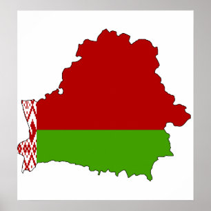 Affiche Carte de drapeau du Belarus normale