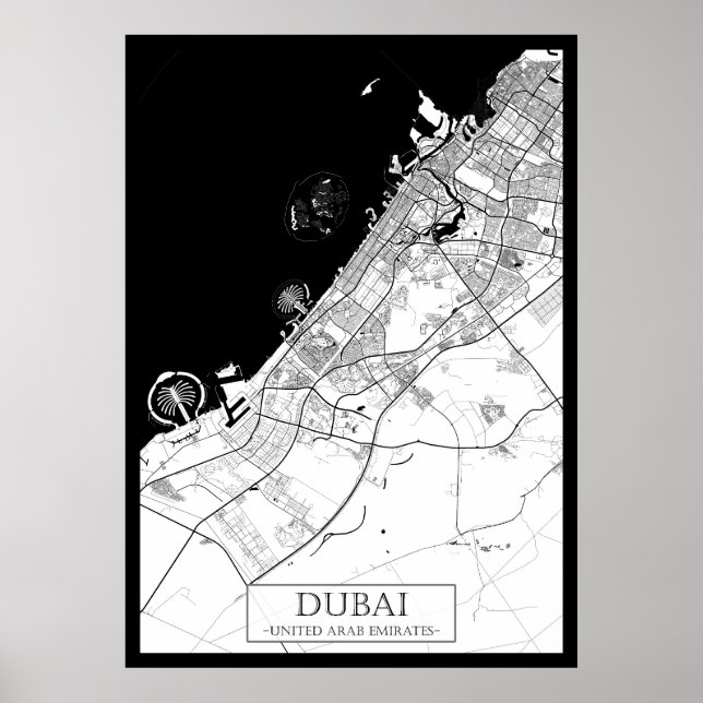 Affiche Carte de Dubaï Émirats arabes unis (Devant)