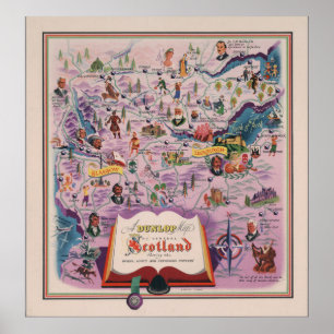 Affiche Carte de Dunlop de l'Ecosse centrale