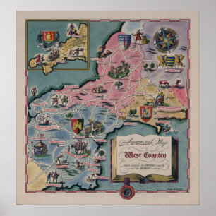 Affiche Carte de Dunlop du pays occidental, Angleterre