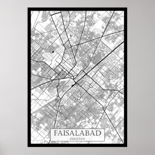 Affiche Carte de Faisalabad Pakistan